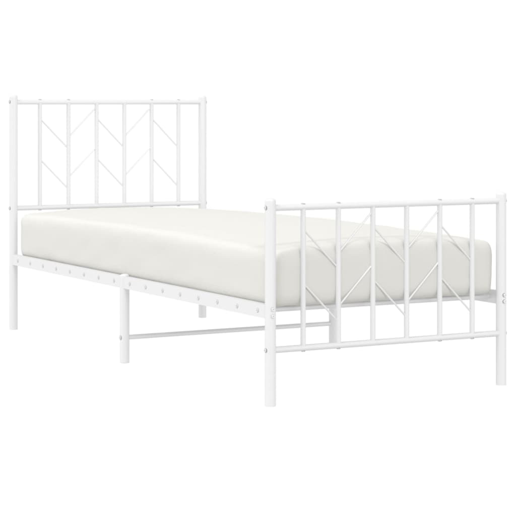 Sengeramme i metall med hode- og fotgavl hvit 80x200 cm