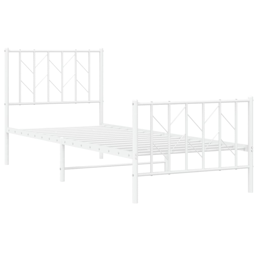 Sengeramme i metall med hode- og fotgavl hvit 80x200 cm