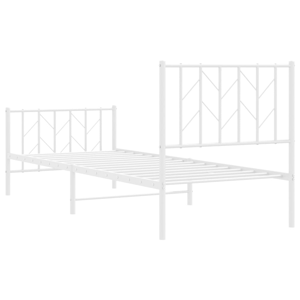 Sengeramme i metall med hode- og fotgavl hvit 80x200 cm