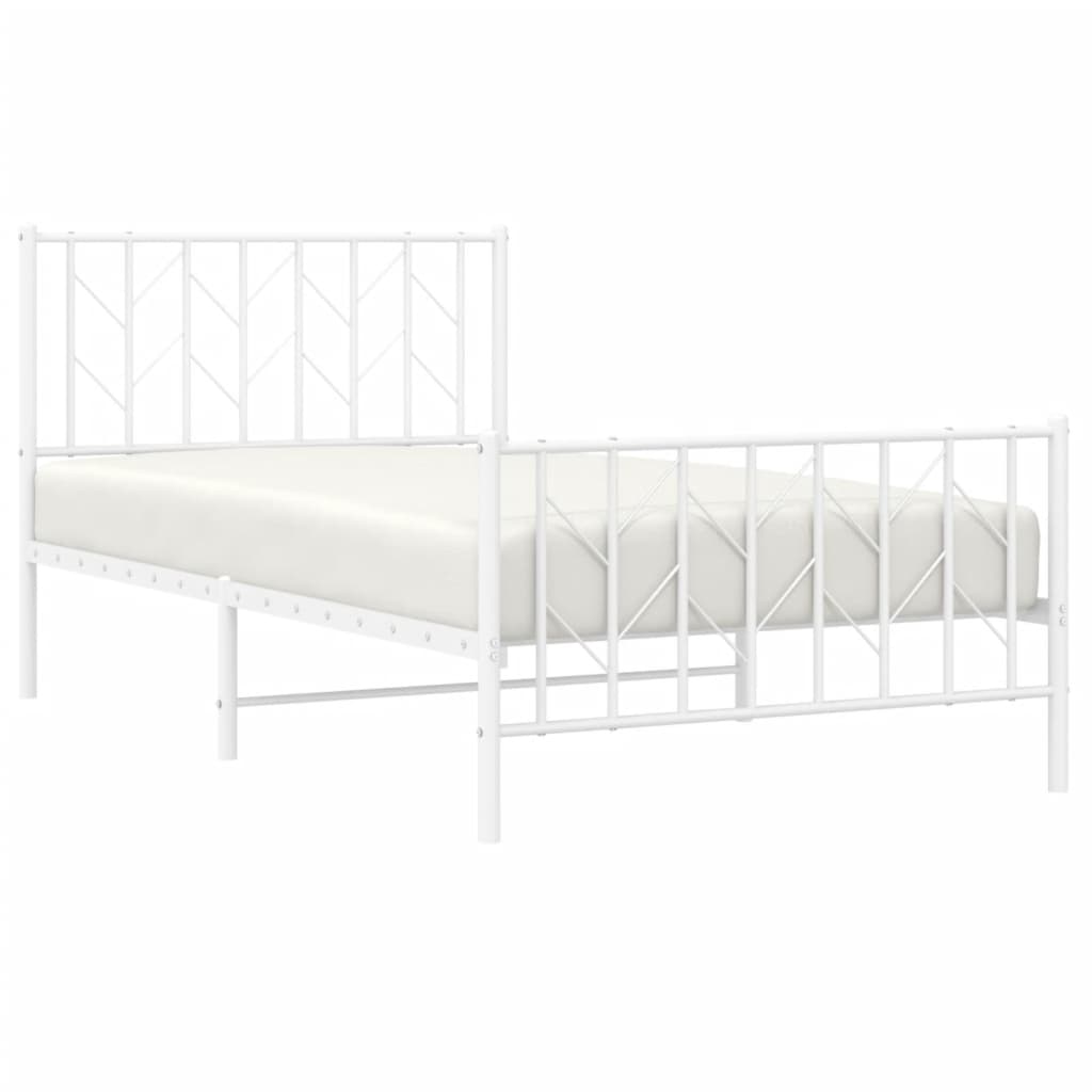 Sengeramme i metall med hode- og fotgavl hvit 100x190 cm