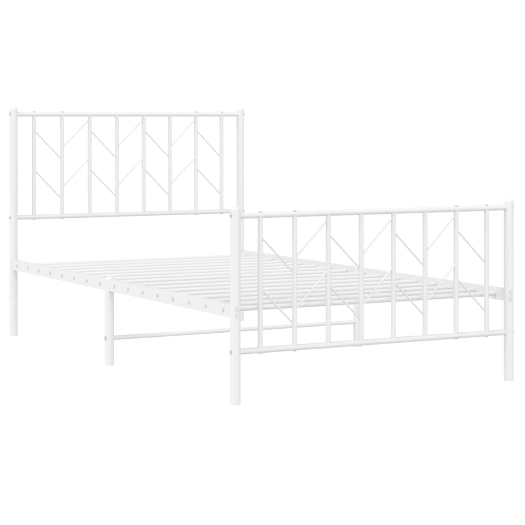 Sengeramme i metall med hode- og fotgavl hvit 100x190 cm