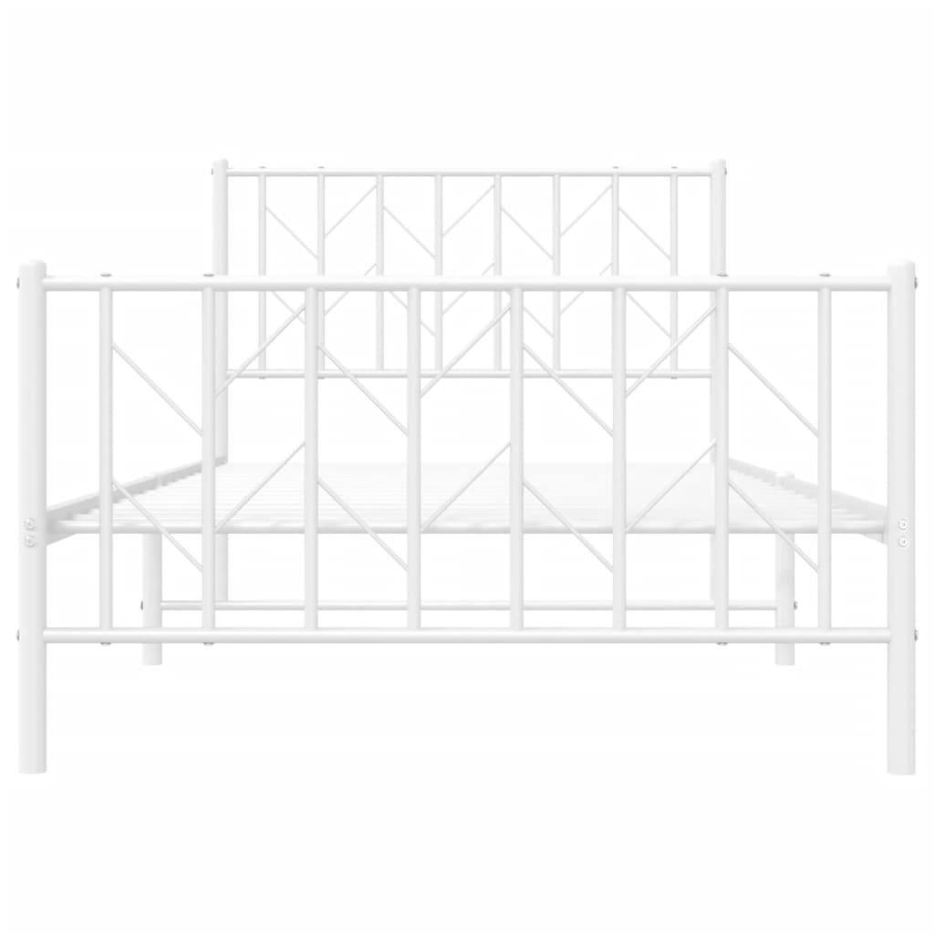 Sengeramme i metall med hode- og fotgavl hvit 100x190 cm