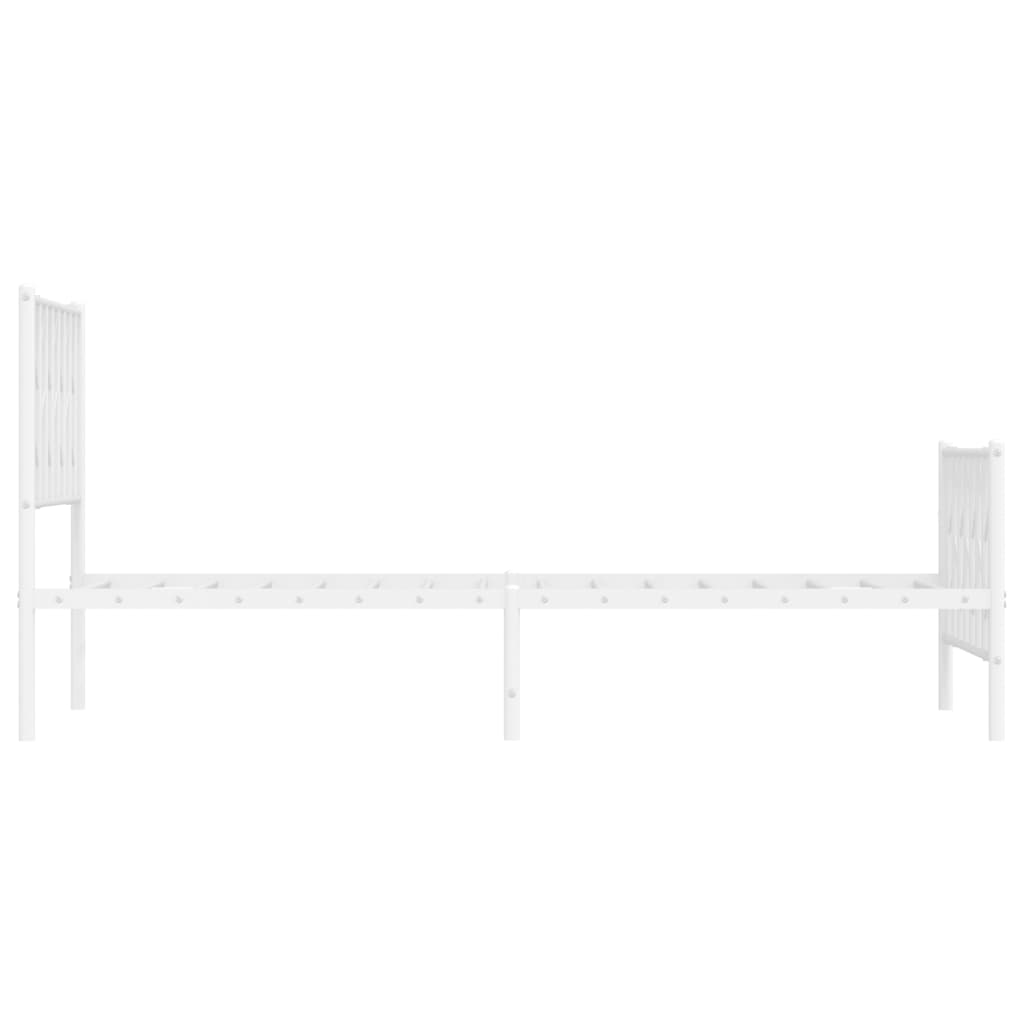 Sengeramme i metall med hode- og fotgavl hvit 100x190 cm
