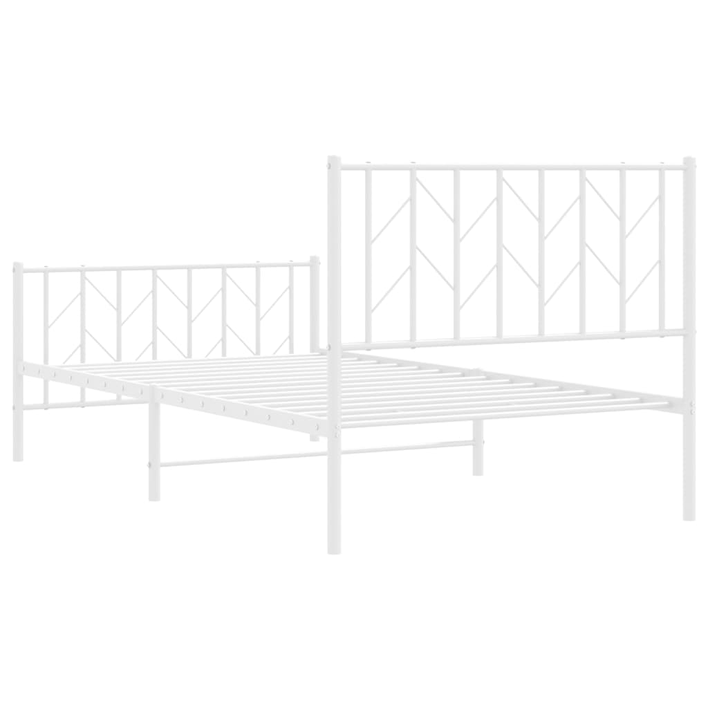 Sengeramme i metall med hode- og fotgavl hvit 100x190 cm