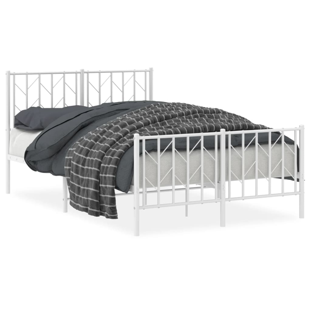 Sengeramme i metall med hode- og fotgavl hvit 120x190 cm