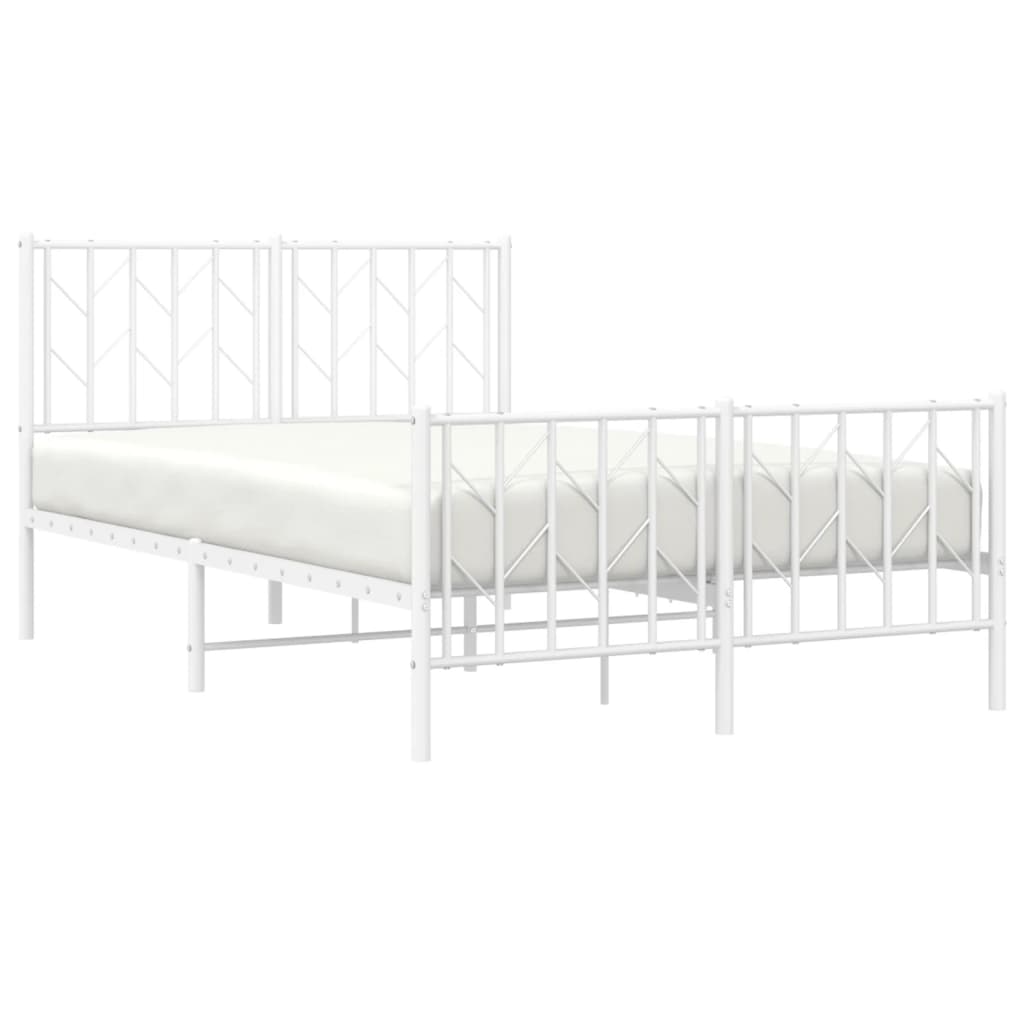 Sengeramme i metall med hode- og fotgavl hvit 120x190 cm