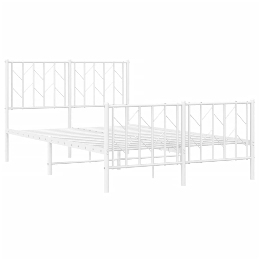 Sengeramme i metall med hode- og fotgavl hvit 120x190 cm