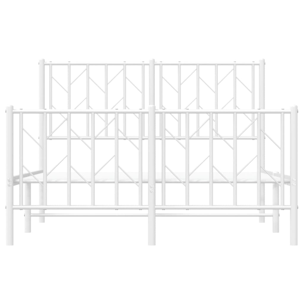 Sengeramme i metall med hode- og fotgavl hvit 120x190 cm