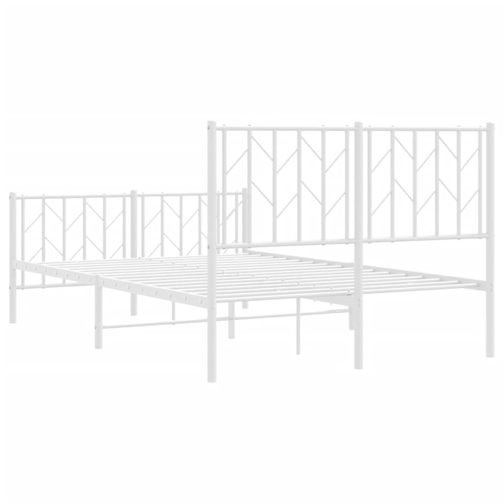 Sengeramme i metall med hode- og fotgavl hvit 120x190 cm