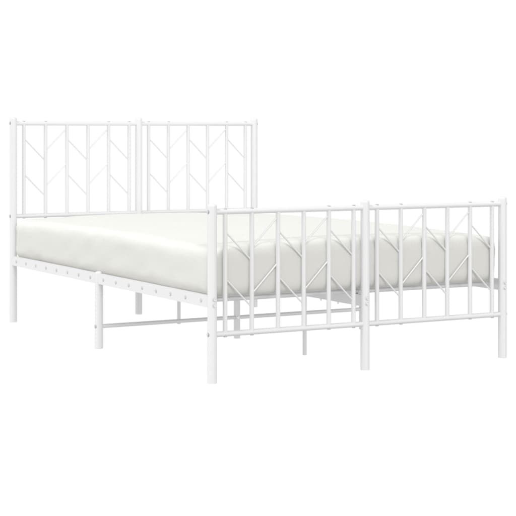 Sengeramme i metall med hode- og fotgavl hvit 120x200 cm