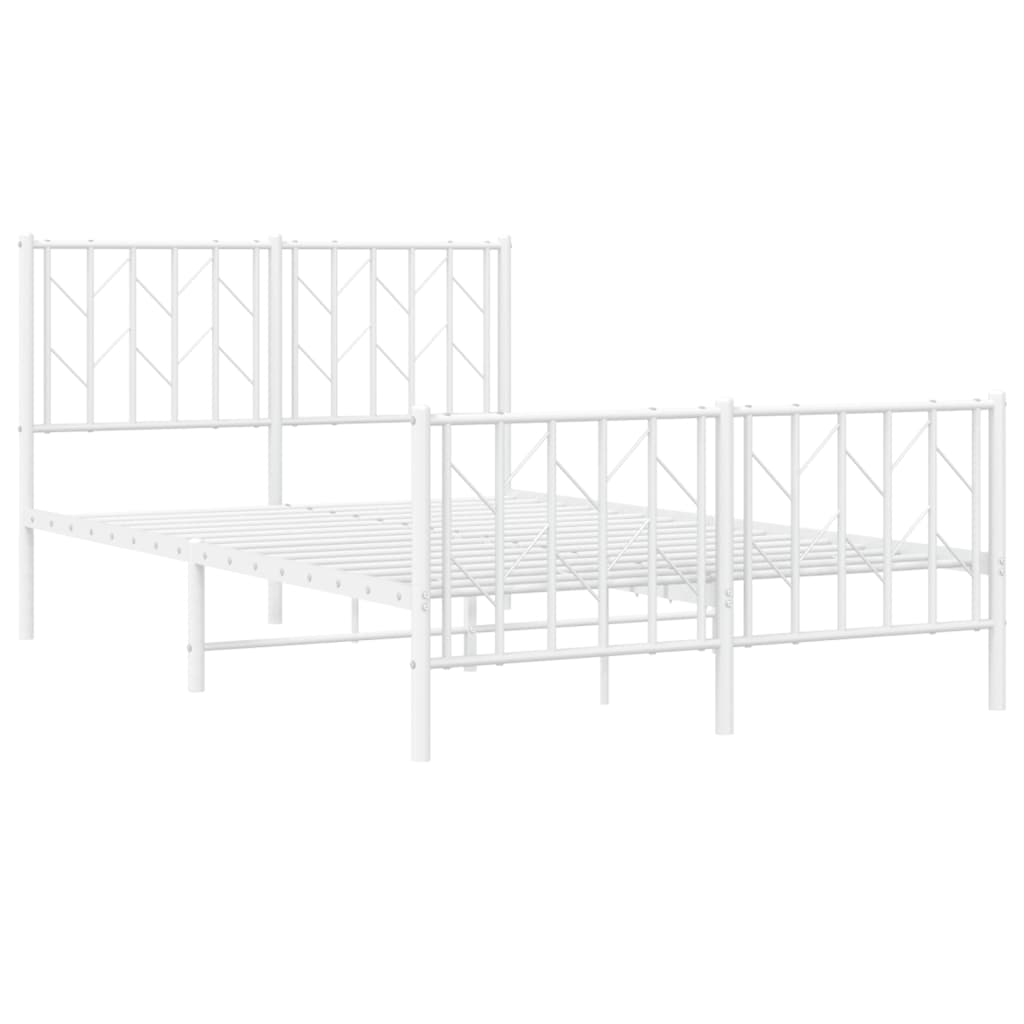 Sengeramme i metall med hode- og fotgavl hvit 120x200 cm