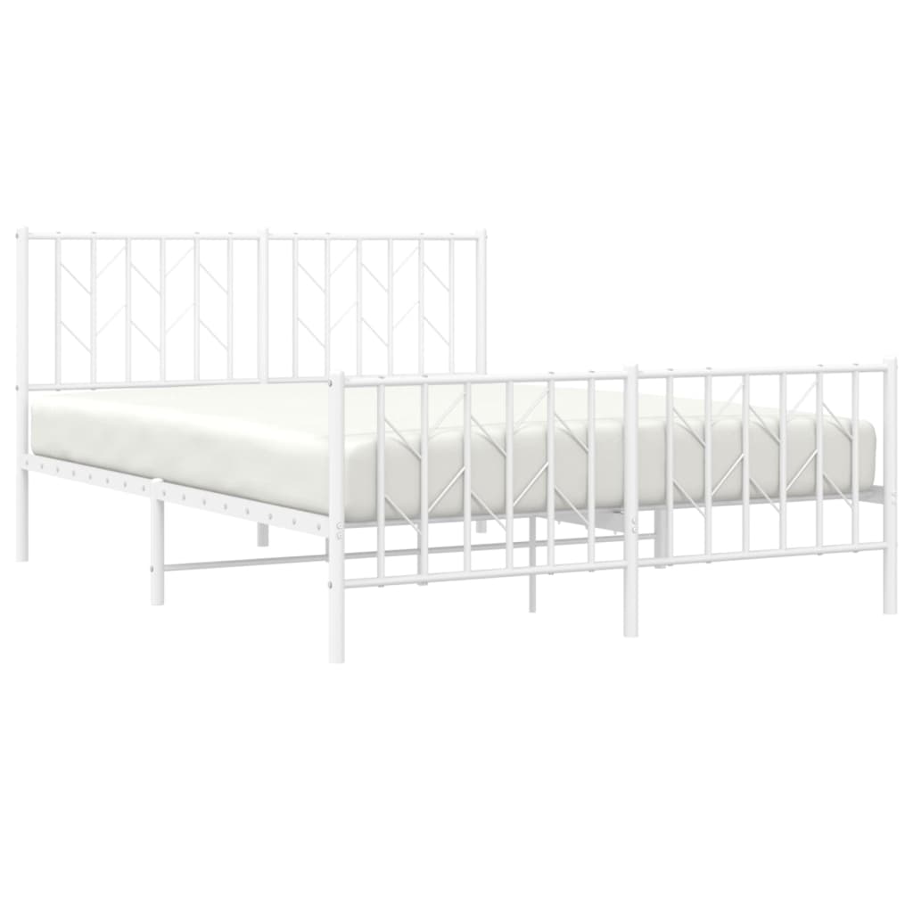 Sengeramme i metall med hode- og fotgavl hvit 135x190 cm
