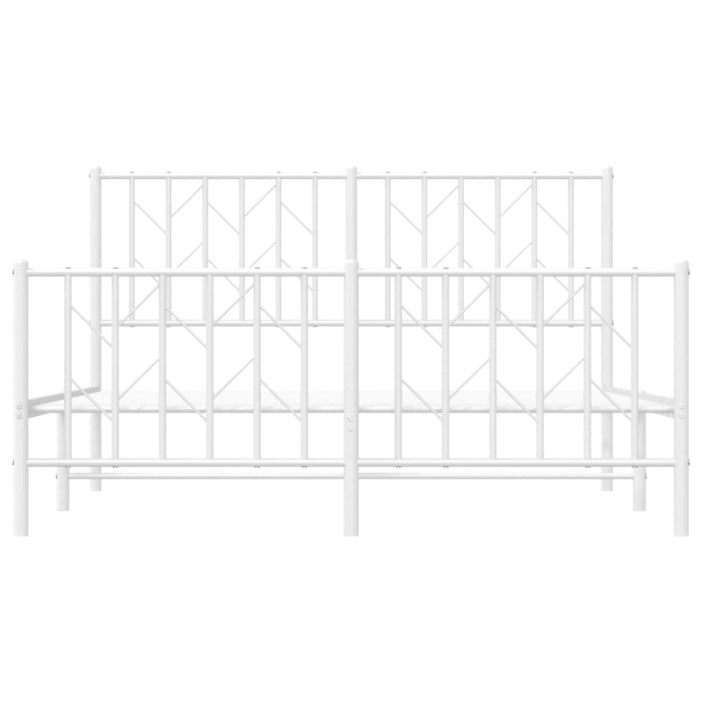 Sengeramme i metall med hode- og fotgavl hvit 135x190 cm