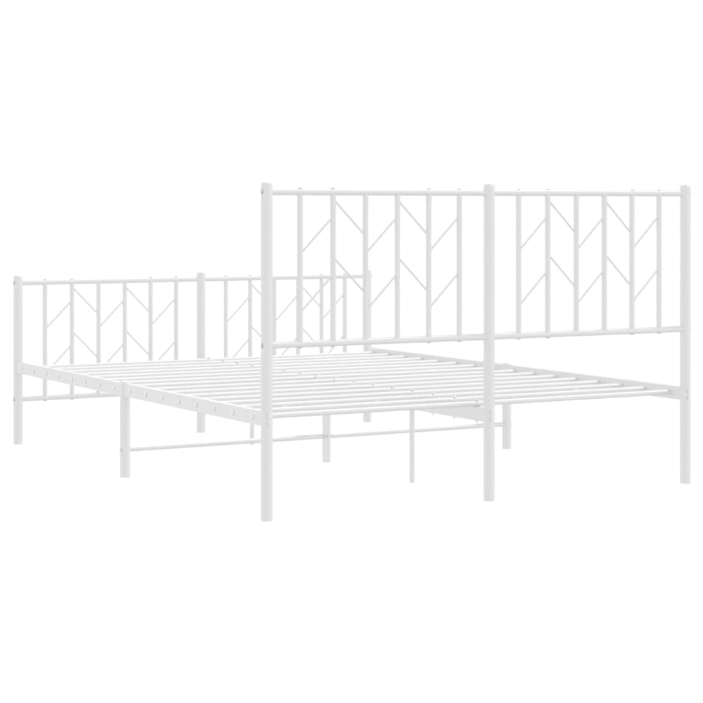 Sengeramme i metall med hode- og fotgavl hvit 135x190 cm