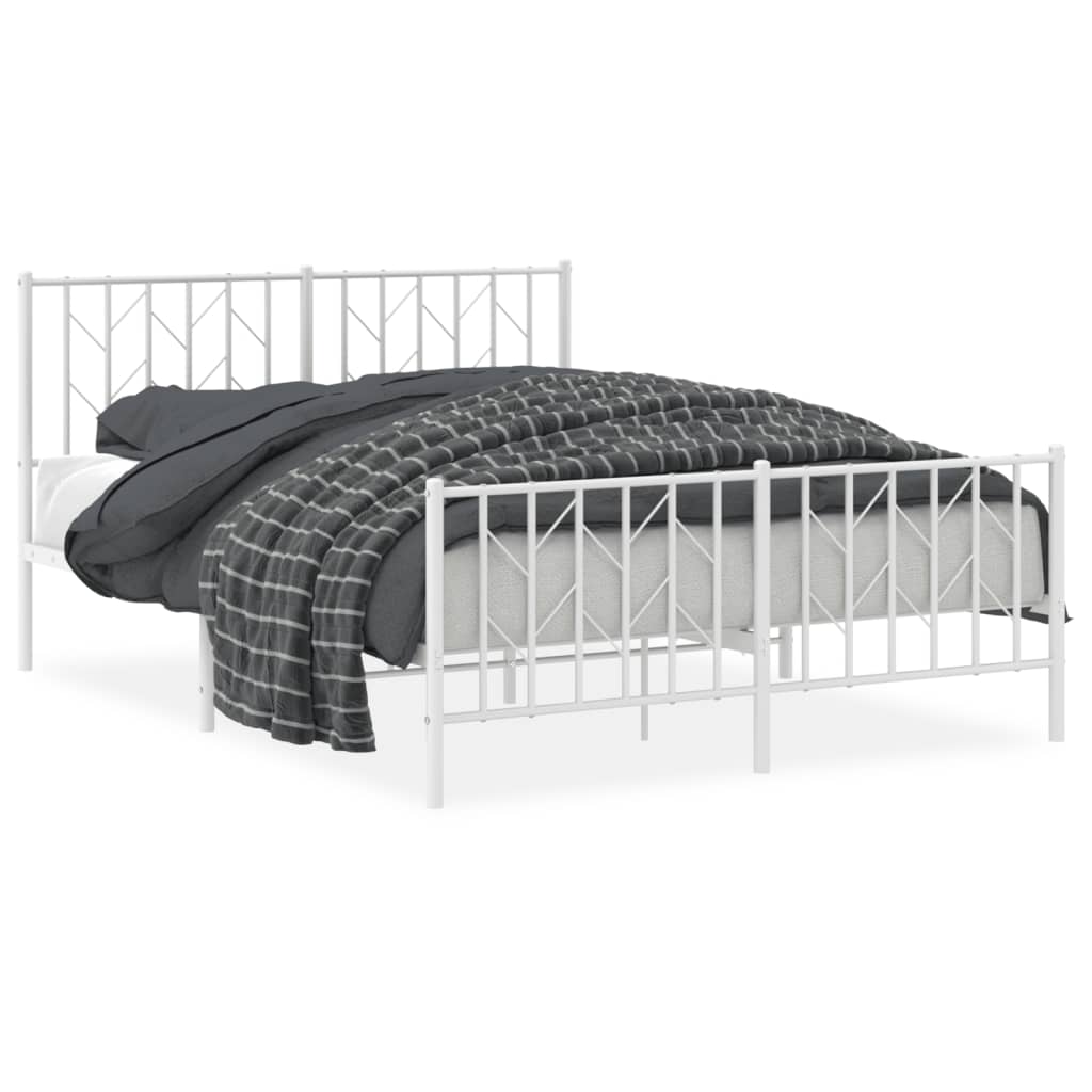 Sengeramme i metall med hode- og fotgavl hvit 140x190 cm