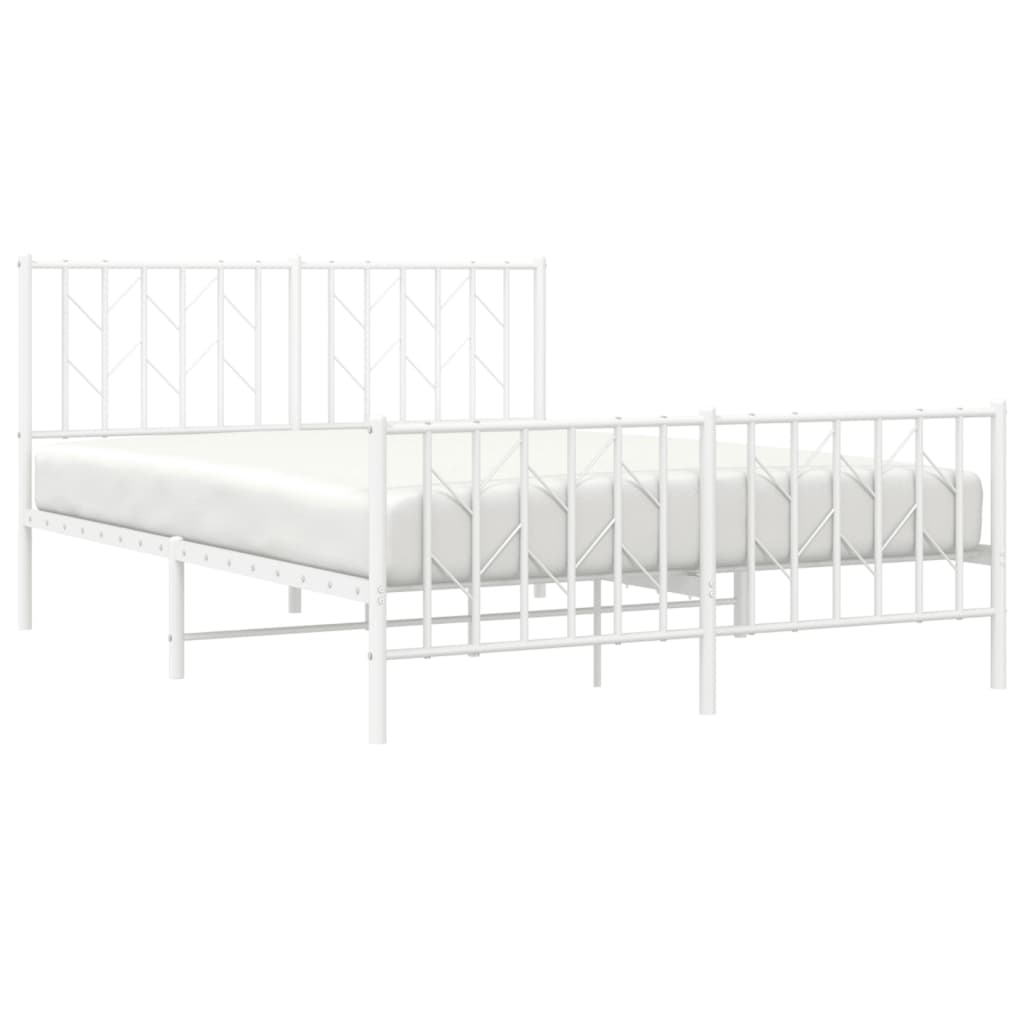 Sengeramme i metall med hode- og fotgavl hvit 140x190 cm