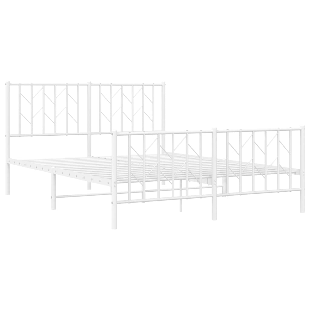 Sengeramme i metall med hode- og fotgavl hvit 140x190 cm