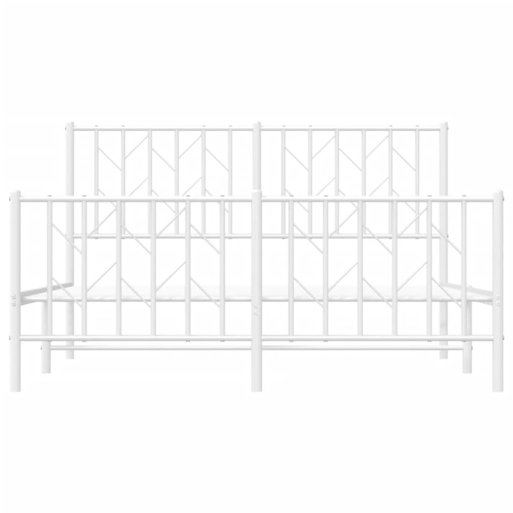 Sengeramme i metall med hode- og fotgavl hvit 140x190 cm