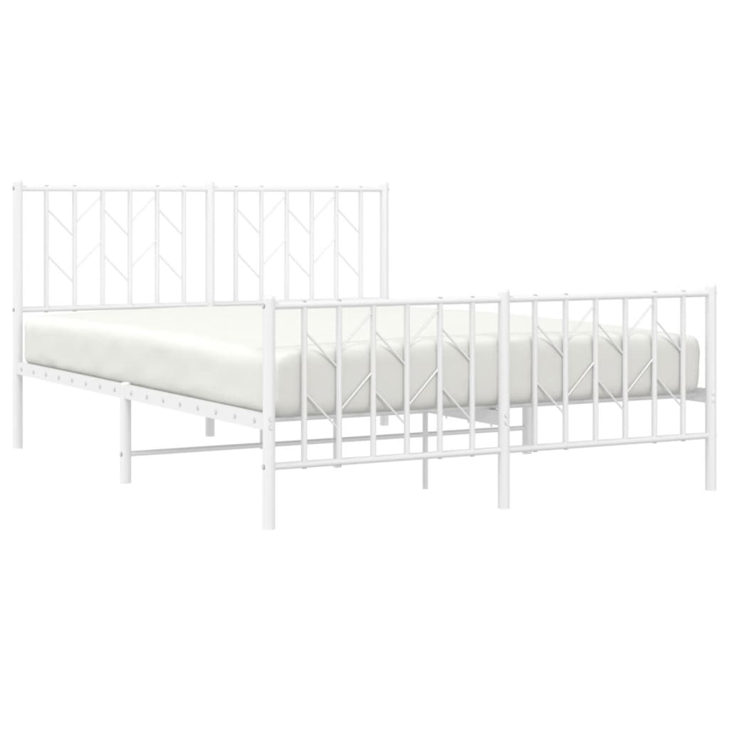 Sengeramme i metall med hode- og fotgavl hvit 140x200 cm