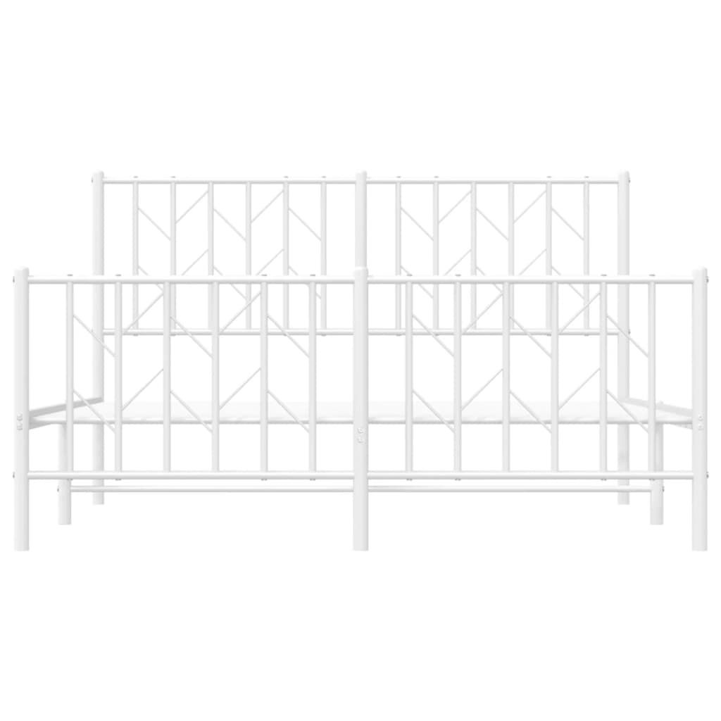 Sengeramme i metall med hode- og fotgavl hvit 140x200 cm
