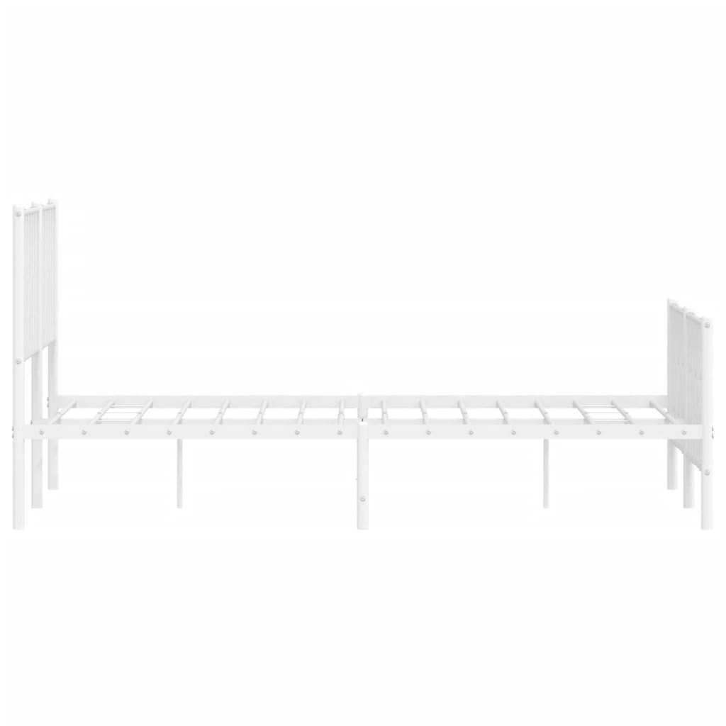 Sengeramme i metall med hode- og fotgavl hvit 140x200 cm