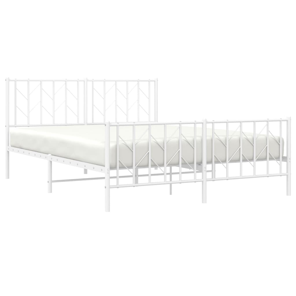 Sengeramme i metall med hode- og fotgavl hvit 150x200 cm