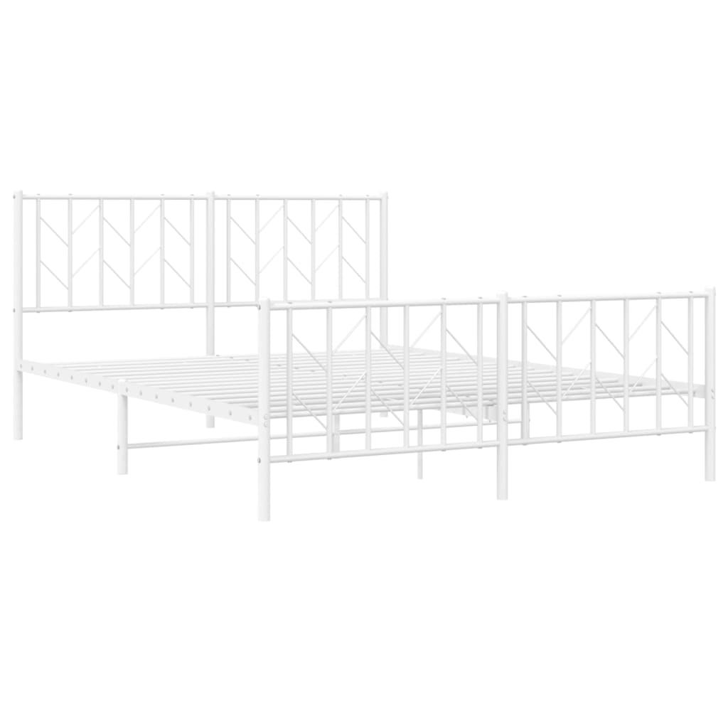 Sengeramme i metall med hode- og fotgavl hvit 150x200 cm