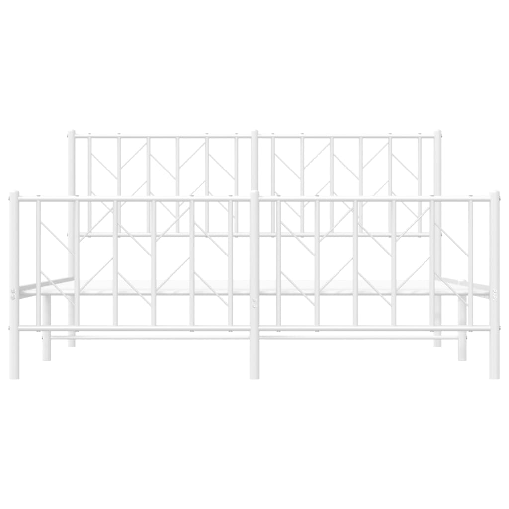 Sengeramme i metall med hode- og fotgavl hvit 150x200 cm
