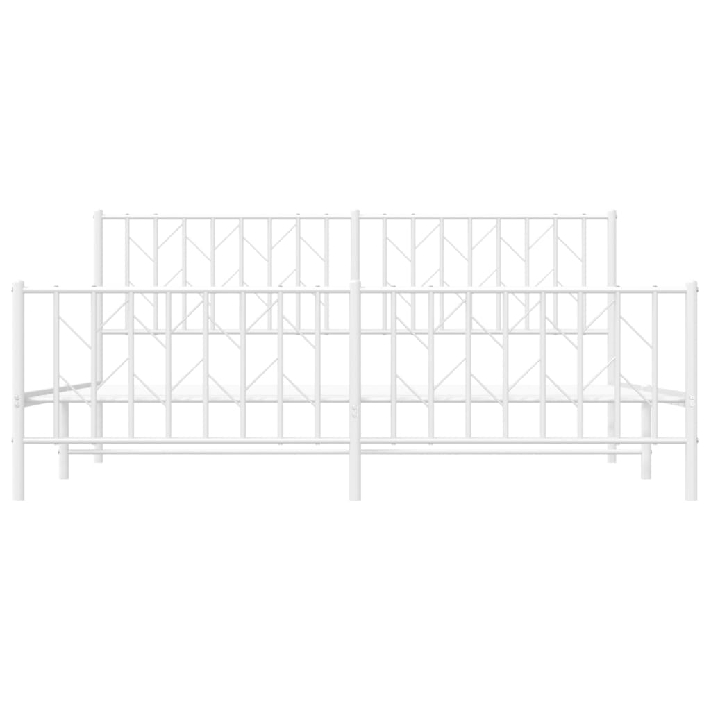 Sengeramme i metall med hode- og fotgavl hvit 183x213 cm