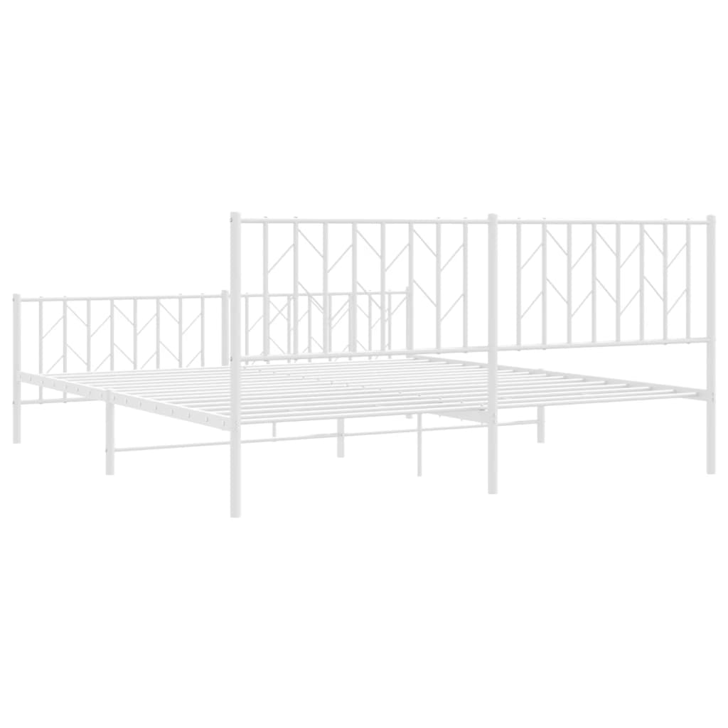 Sengeramme i metall med hode- og fotgavl hvit 183x213 cm