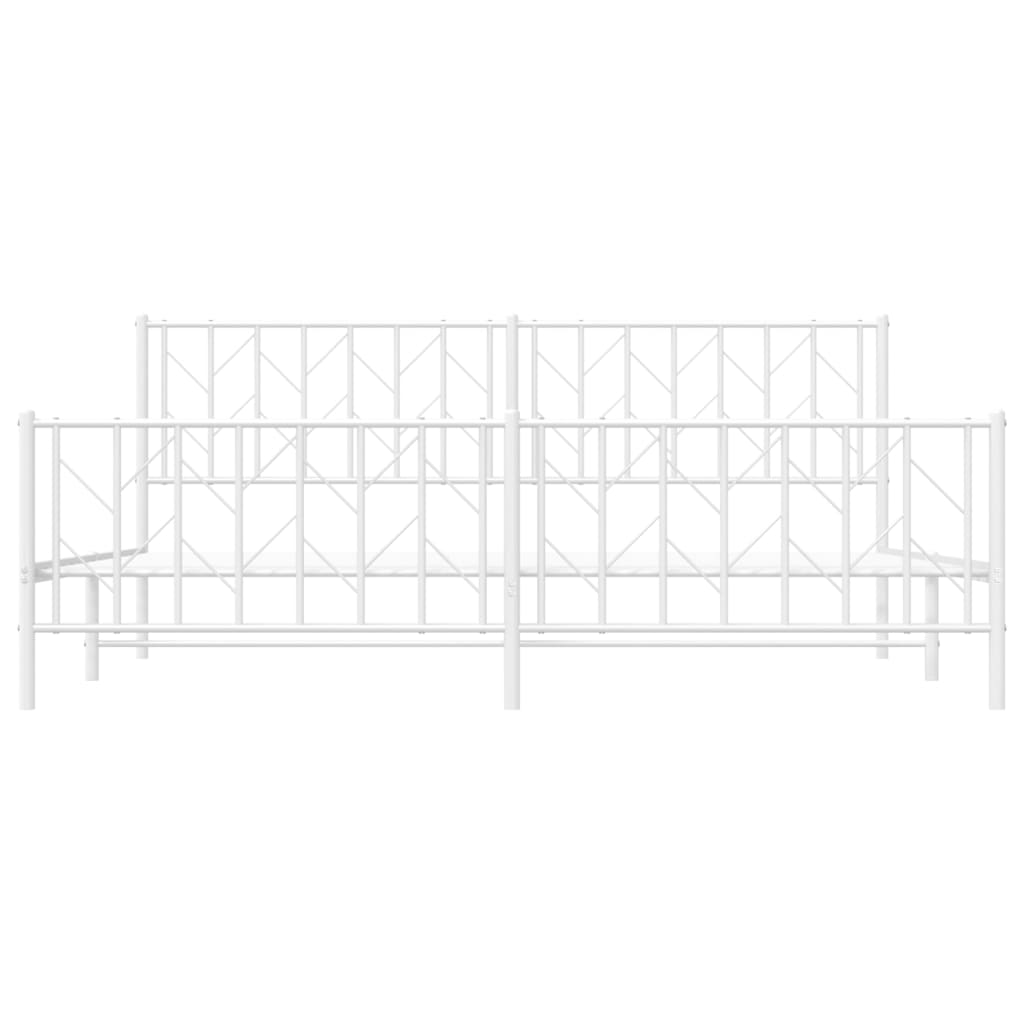 Sengeramme i metall med hode- og fotgavl hvit 193x203 cm