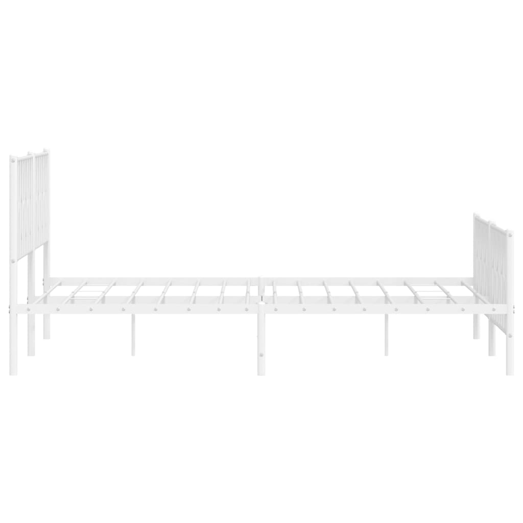 Sengeramme i metall med hode- og fotgavl hvit 193x203 cm