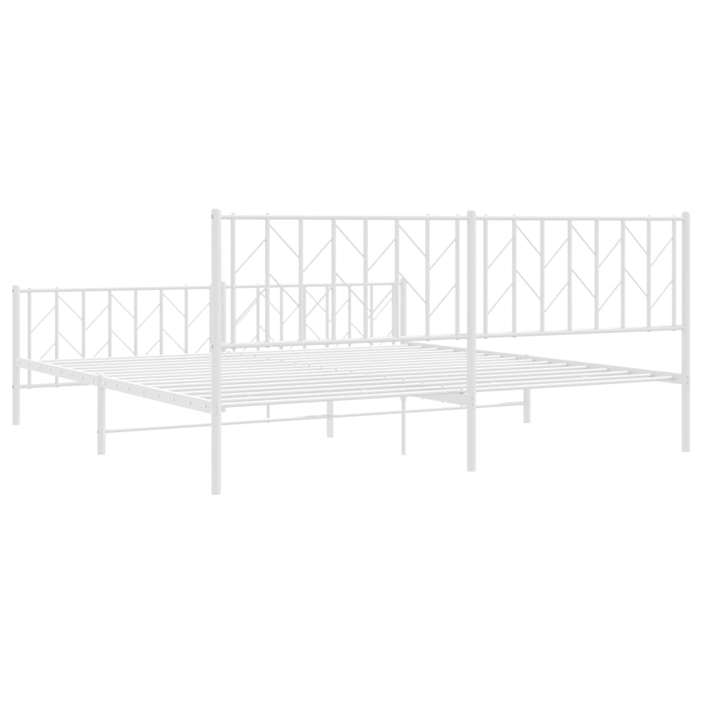 Sengeramme i metall med hode- og fotgavl hvit 193x203 cm