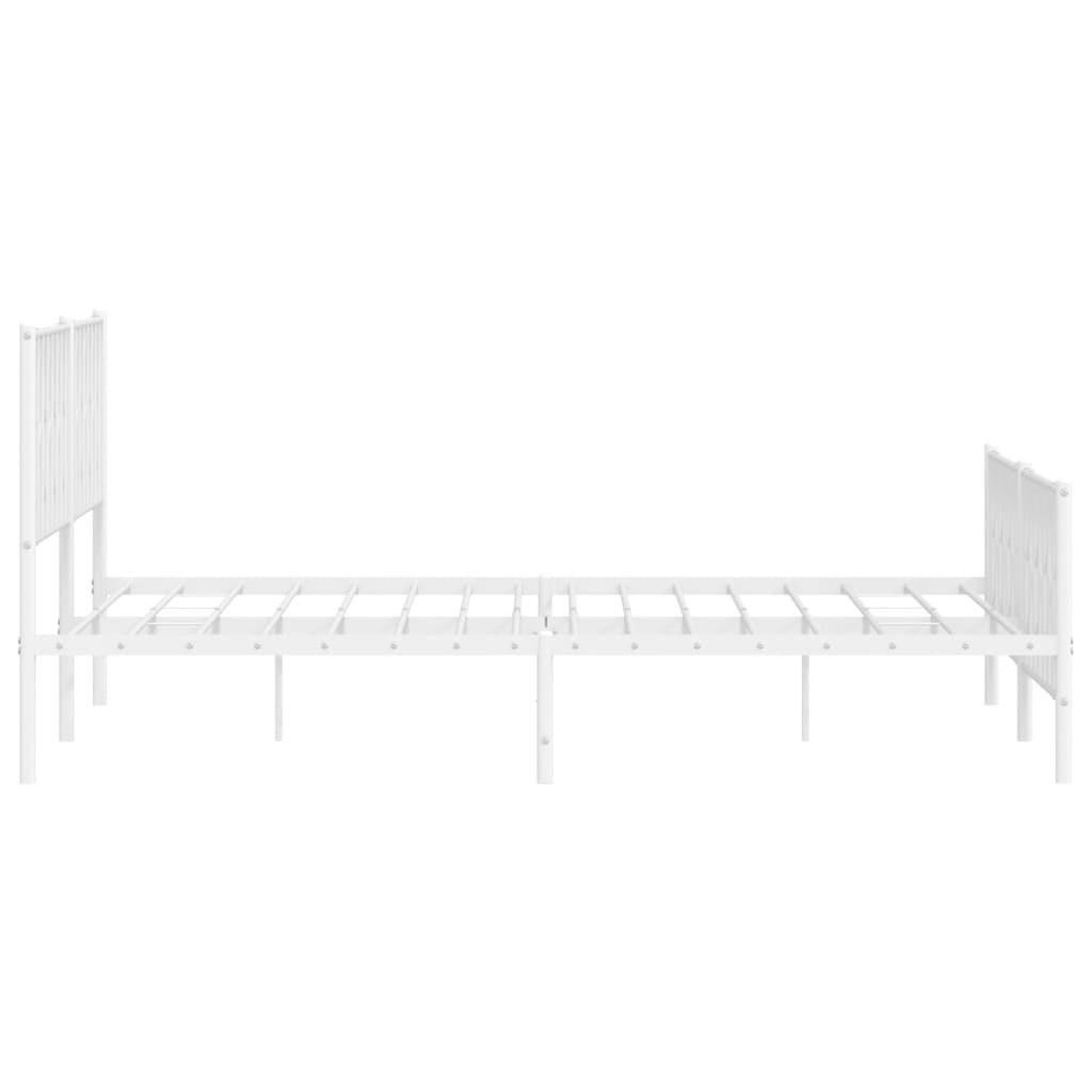 Sengeramme i metall med hode- og fotgavl hvit 200x200 cm
