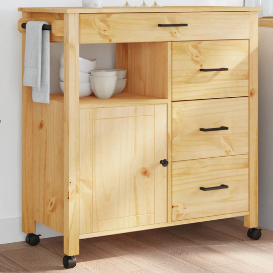 Kjøkkenvogn MONZA 84x40x88,5 cm heltre furu