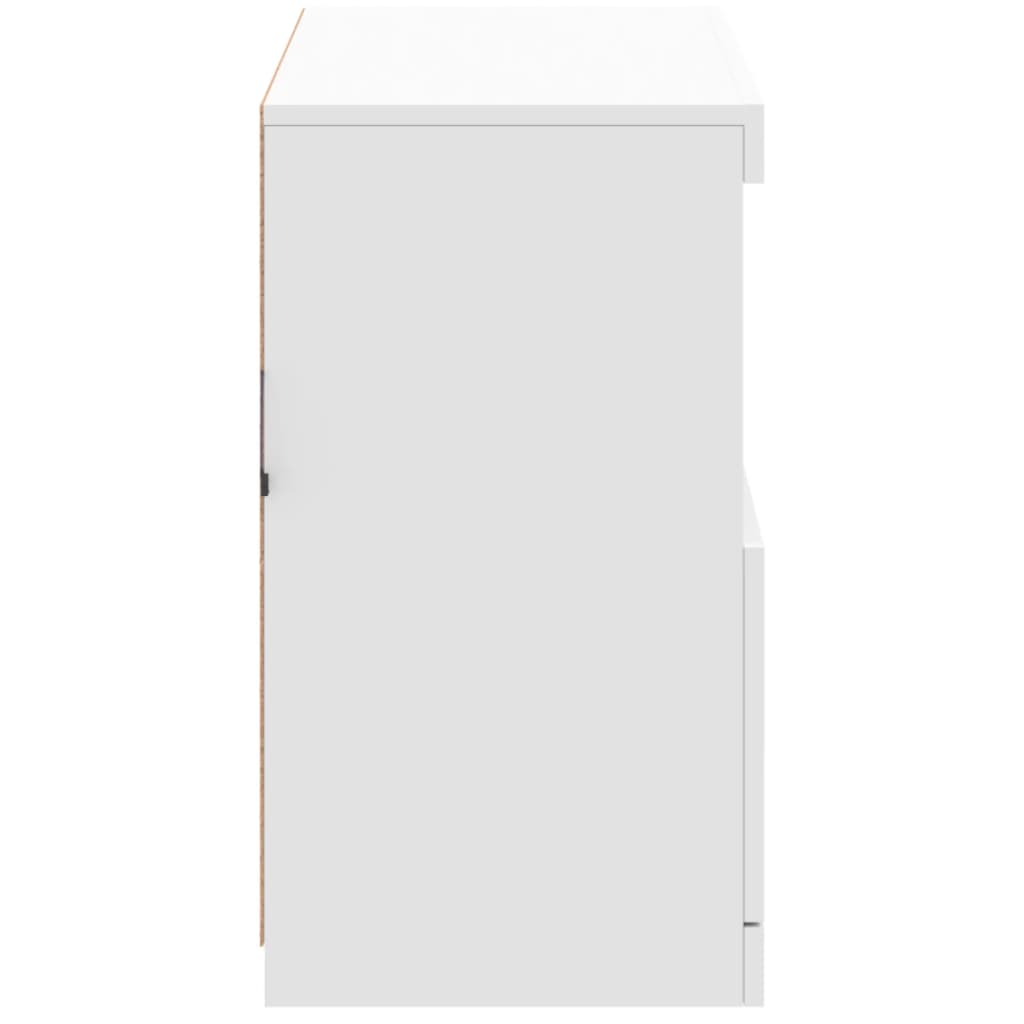 Skjenk med LED-lys hvit 81x37x67 cm