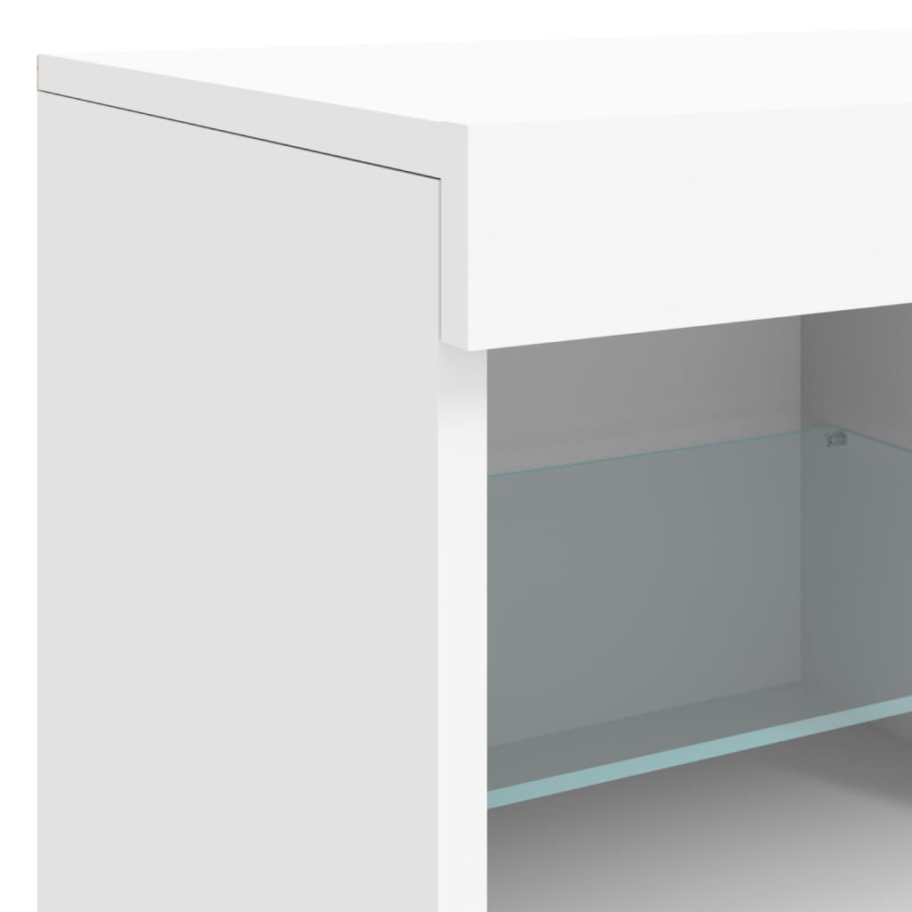 Skjenk med LED-lys hvit 81x37x67 cm