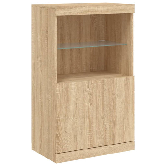 Skjenk med LED-lys sonoma eik 60,5x37x100 cm