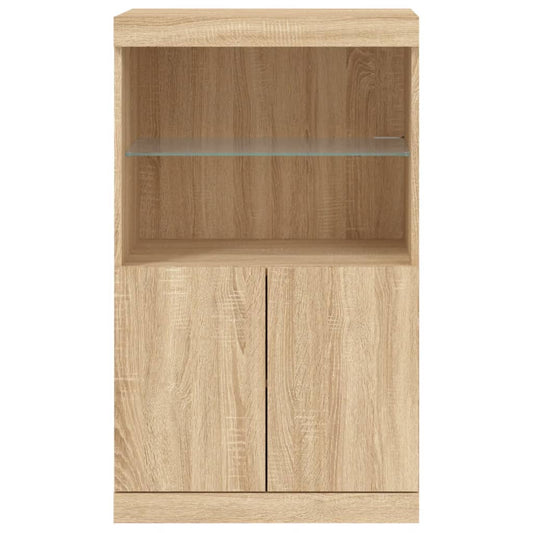 Skjenk med LED-lys sonoma eik 60,5x37x100 cm