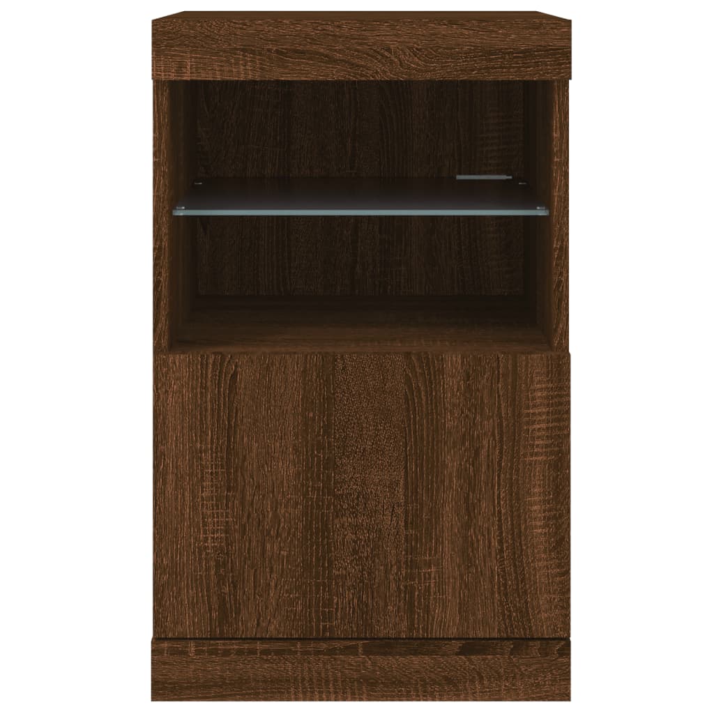 Skjenk med LED-lys brun eik 41x37x67 cm