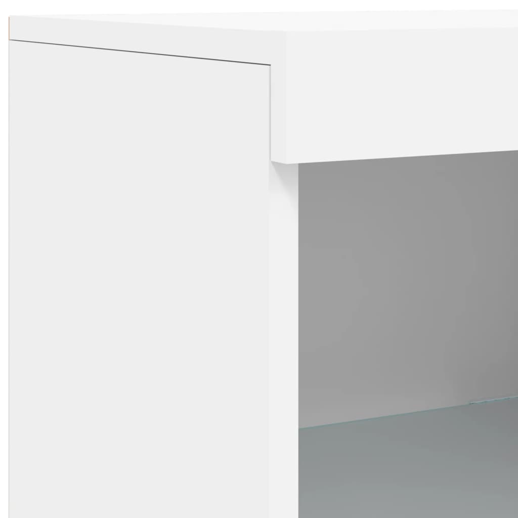 Skjenk med LED-lys hvit 41x37x100 cm