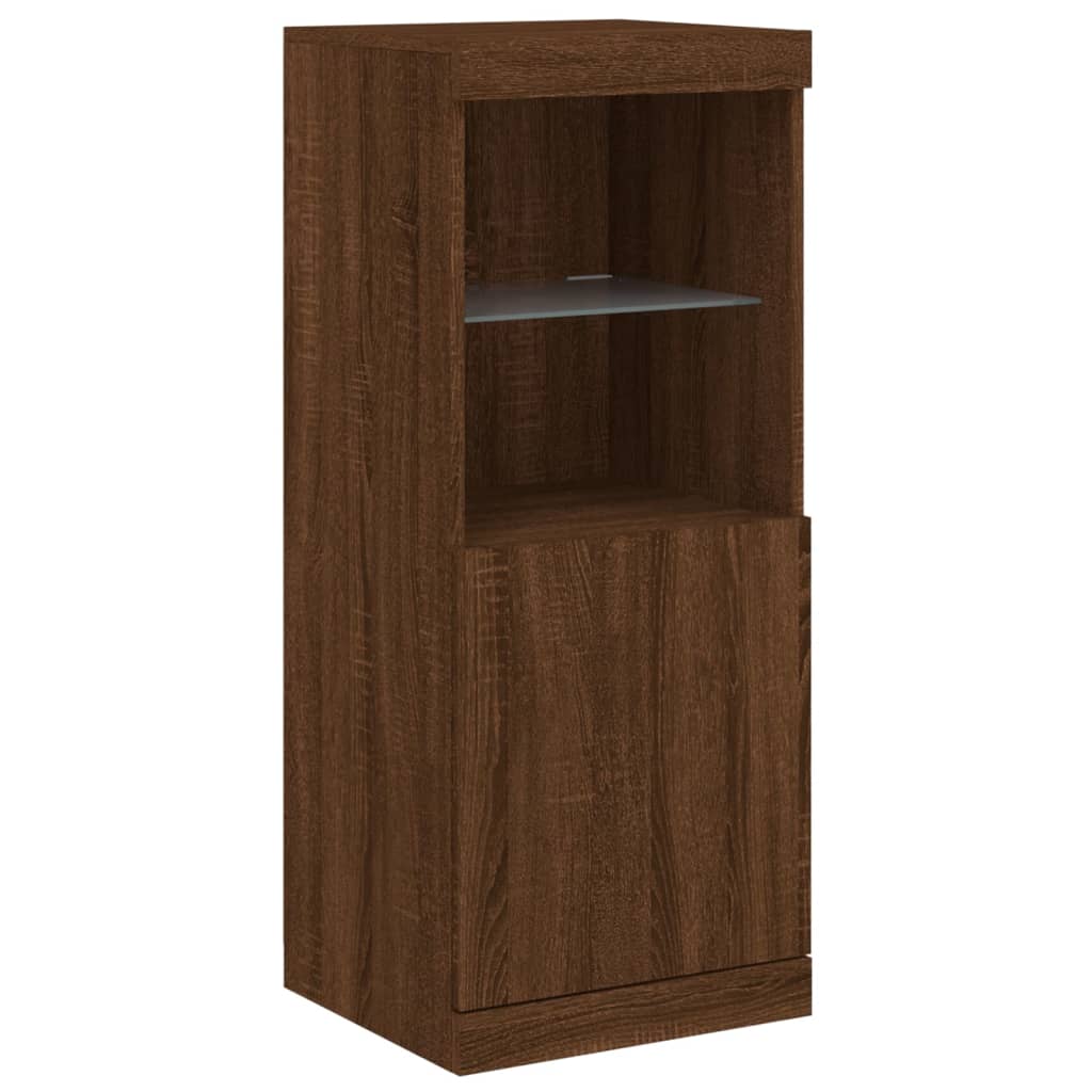 Skjenk med LED-lys brun eik 41x37x100 cm