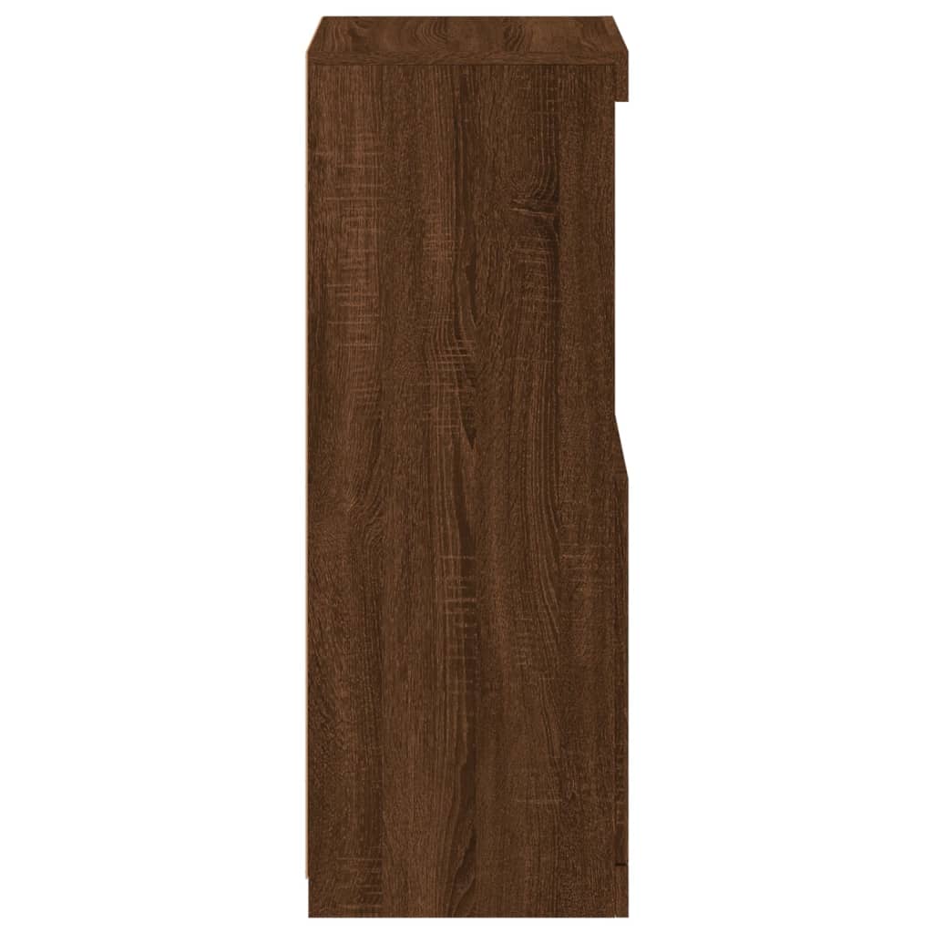 Skjenk med LED-lys brun eik 41x37x100 cm