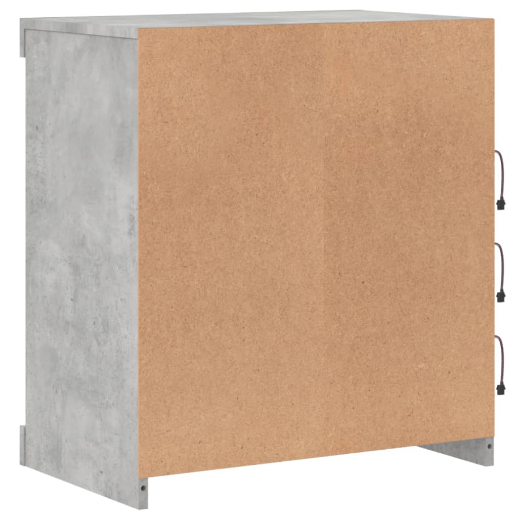 Skjenk med LED-lys betonggrå 60,5x37x67 cm