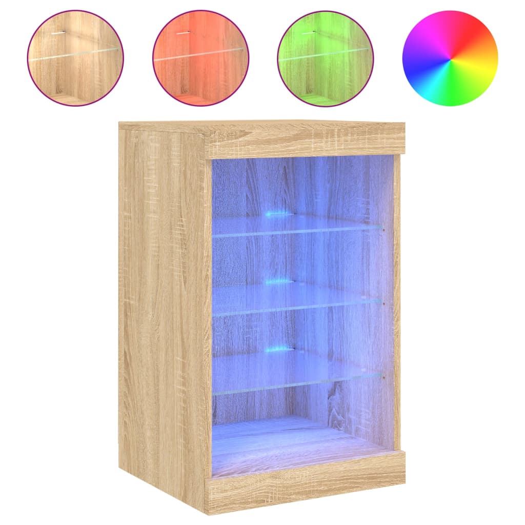 Skjenk med LED-lys sonoma eik 41x37x67 cm