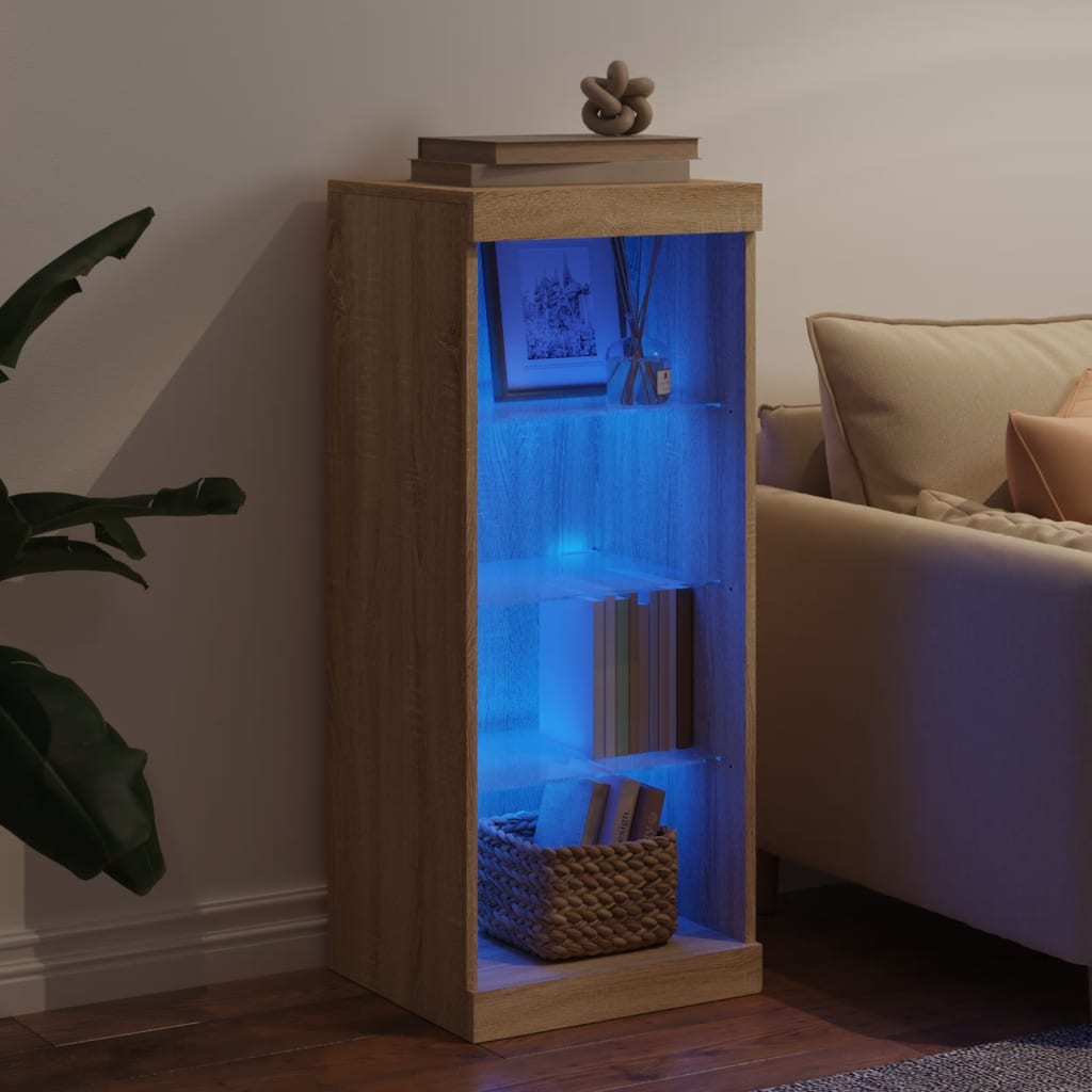 Skjenk med LED-lys sonoma eik 41x37x100 cm