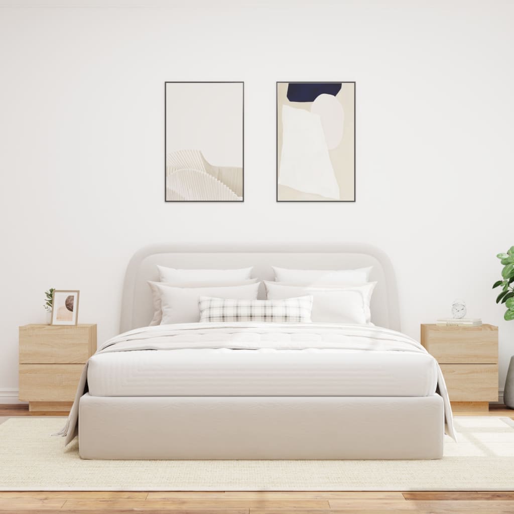 Nattbord med LED 2 stk sonoma eik konstruert tre