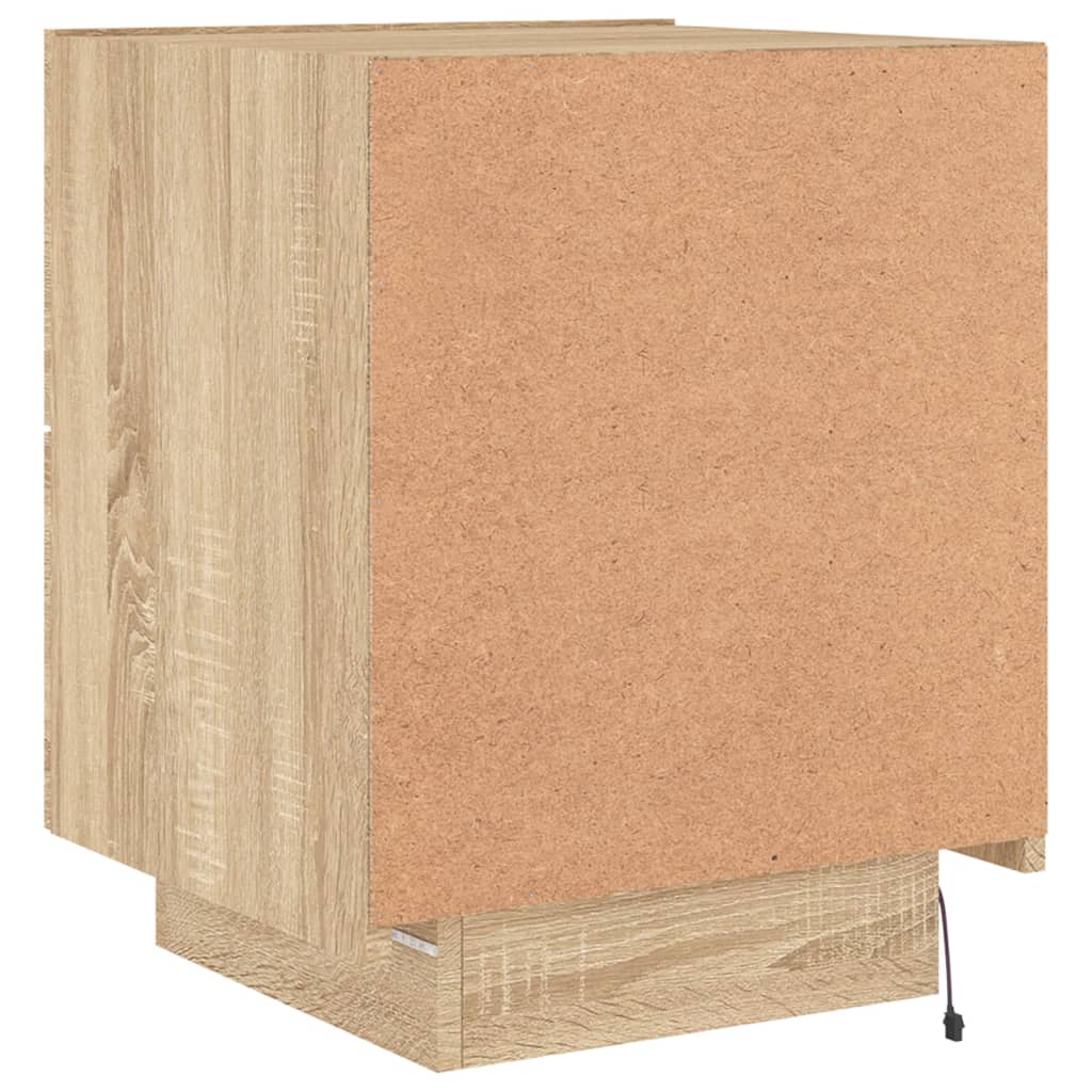 Nattbord med LED 2 stk sonoma eik konstruert tre