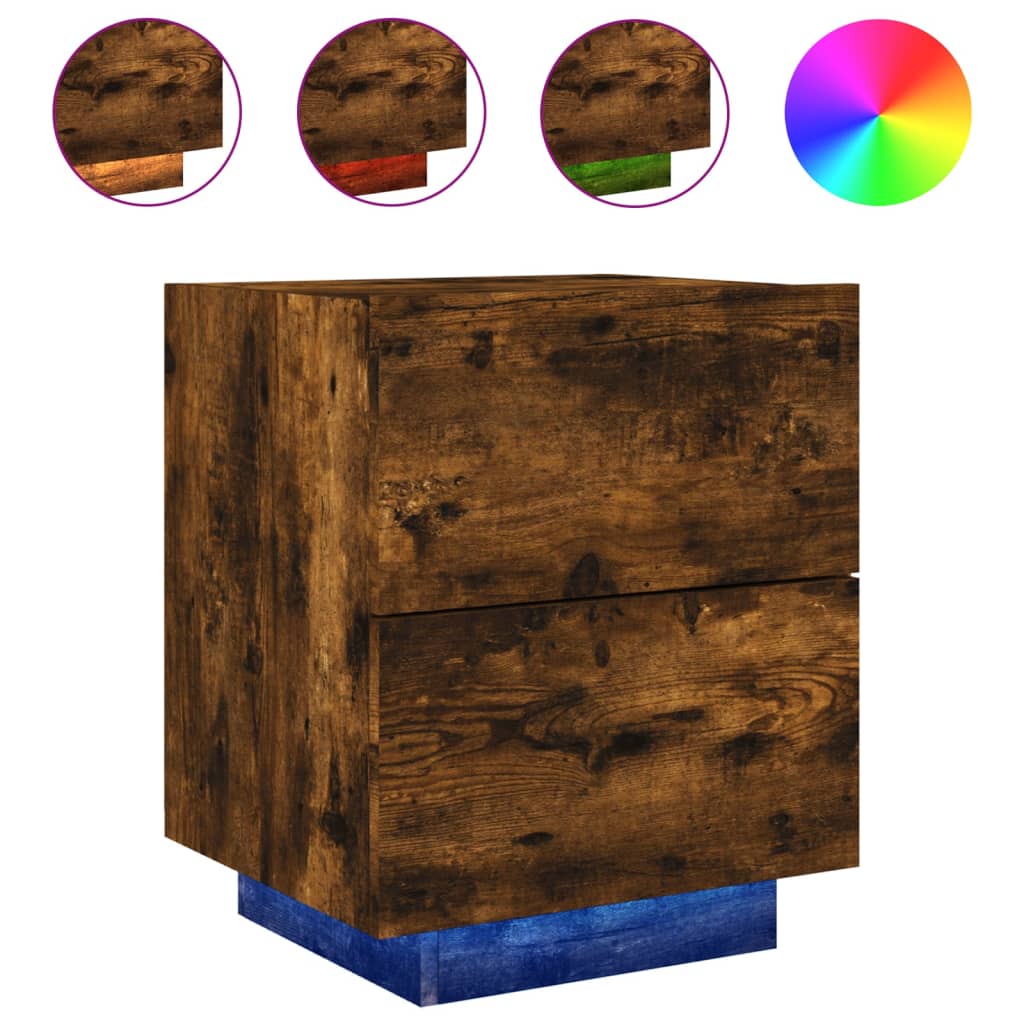 Nattbord med LED røkt eik konstruert tre