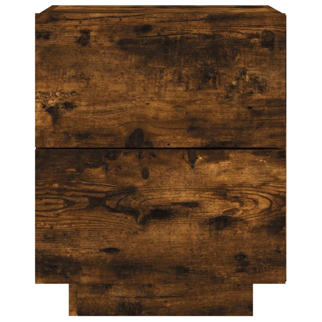 Nattbord med LED 2 stk røkt eik konstruert tre